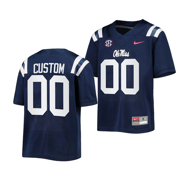 Ole Miss Rebels Custom Nike Navy Football Game Jersey