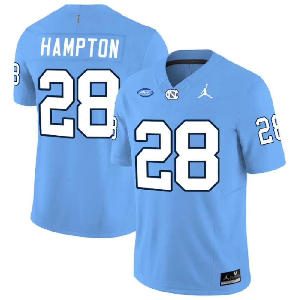 North Carolina Tar Heels #28 Omarion Hampton 2024 Blue F.U.S.E. College Football Game Jersey