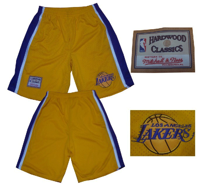 Mens Los Angeles Lakers Yellow Mitchell&Ness Shorts