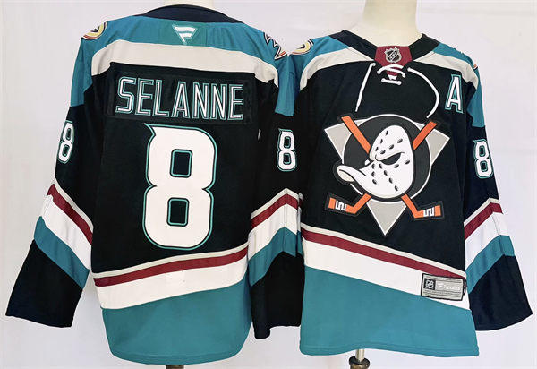 Men's Anaheim Ducks #8 Teemu Selanne Adidas Black Alternate Bargain Jersey