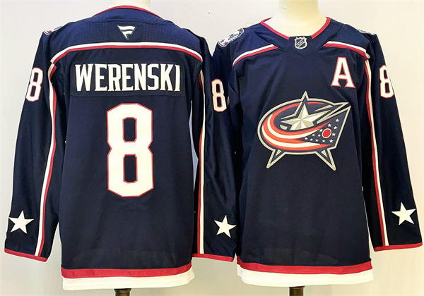 Mens Columbus Blue Jackets #8 Zach Werenski Fanatics Navy Home Premium Player Jersey