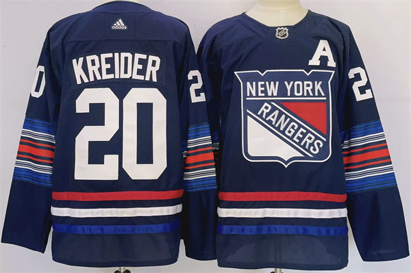 Mens New York Rangers #20 Chris Kreider 2023-24 Navy Alternate Premier Jersey