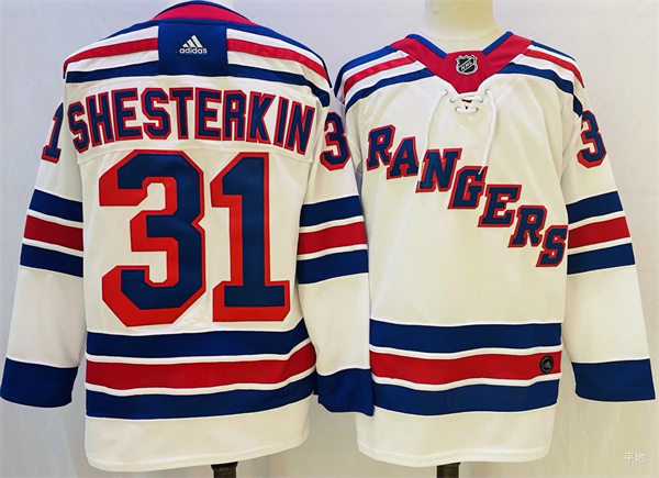 Mens New York Rangers #31 Igor Shesterkin adidas White Away Primegreen Player Jersey