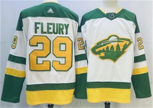 Mens Minnesota Wild #29 Marc-Andre Fleury Adidas 2021 White Reverse Retro Jersey