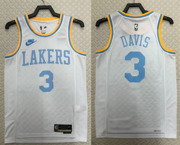 Mens Los Angeles Lakers #3 Anthony Davis  White 2022-23 Classic Edition Jersey