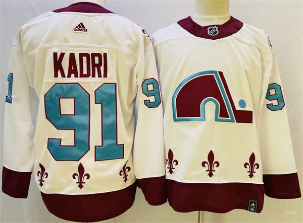 Men's Colorado Avalanche #91 Nazem Kadri adidas White 2021 Season Reverse Retro Special Edition Jersey