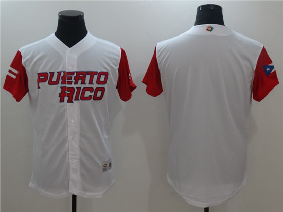 Men's Puerto Rico Baseball Majestic White 2017 World Baseball Classic Custom Team Jersey