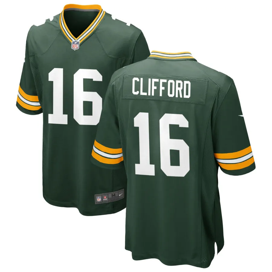 Mens Green Bay Packers #16 Sean Clifford Nike Green Vapor Limited Player Jersey