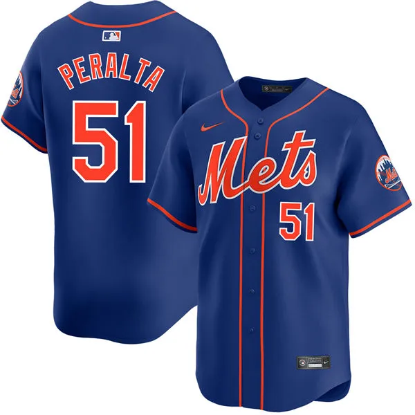 Mens New York Mets #51 Freddy Peralta Nike Royal Orange Alternate Limited Jersey
