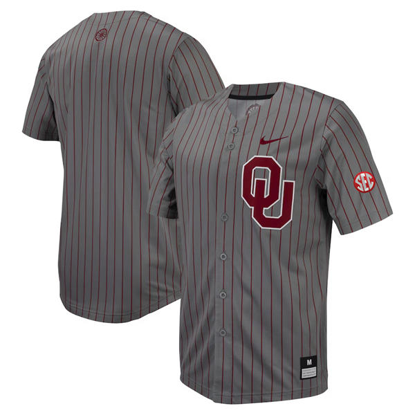 Men's Youth Oklahoma Sooners Custom 2025 SEC Gray Pinstripe Baseball Game Jersey