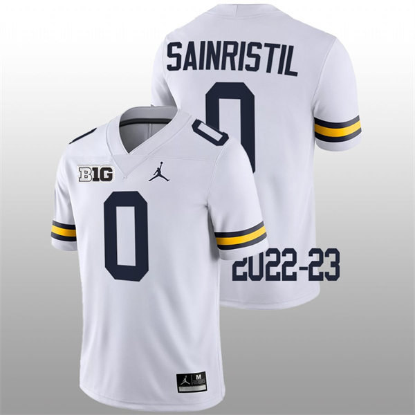 Youth Michigan Wolverines #0 Mike Sainristil White Jordan Brand College Football Jersey