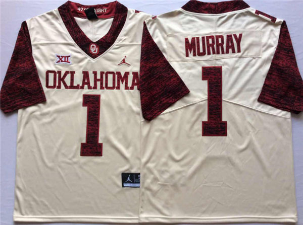Men's Oklahoma Sooners #1 Kyler Murray Jordan Cream Limited Football Jersey