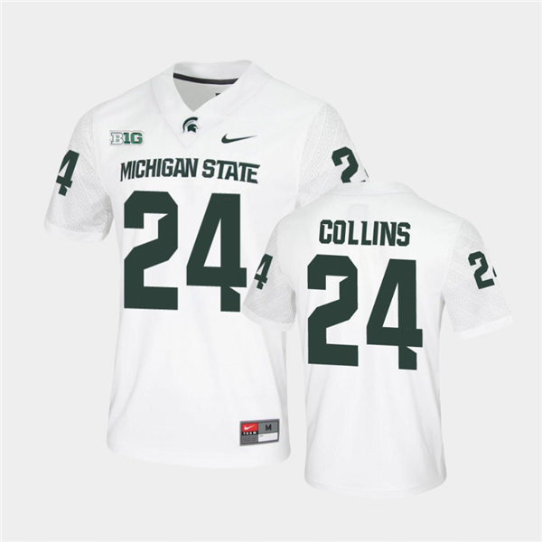 Men's Michigan State Spartans #24 Elijah Collins Nike White College Game Football Jersey