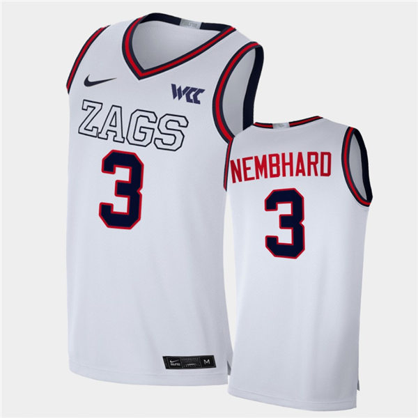 Men's Gonzaga Bulldogs #3 Andrew Nembhard 2021 White ZAGS Nike NCAA College Basketball Jersey