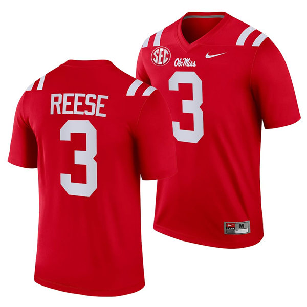 Mens Ole Miss Rebels #3 Otis Reese Nike Red College Football Game Jersey