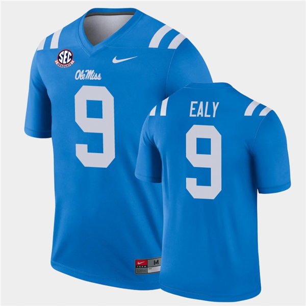 Mens Ole Miss Rebels #9 Jerrion Ealy Nike Light Blue College Football Game Jersey