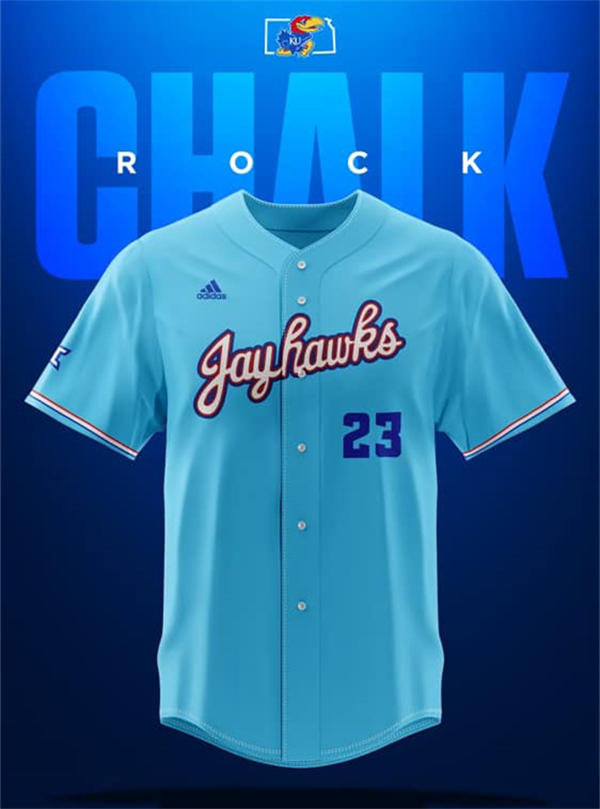 Mens Youth Kansas Jayhawks Custom Adidas Light Blue College Baseball Game Jersey
