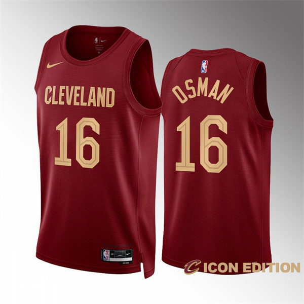 Mens Cleveland Cavaliers #16 Cedi Osman Maroon 2022-23 Icon Edition Jersey