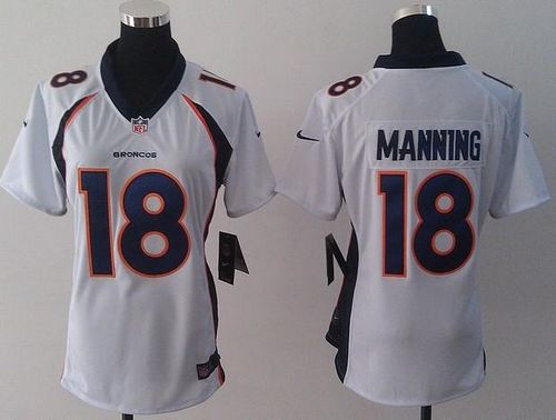 Womens Denver Broncos Retired Player #18 Peyton Manning Nike White Limited Jersey