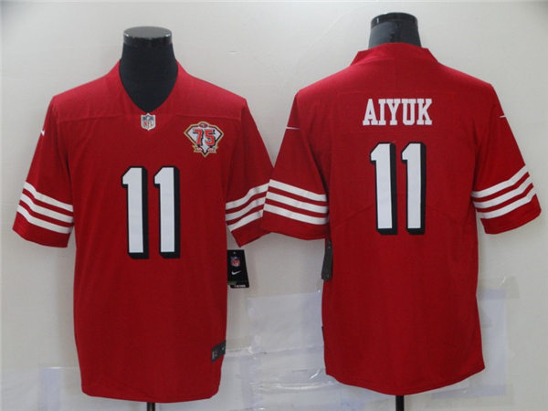 Mens San Francisco 49ers #11 Brandon Aiyuk Nike Scarlet Retro 1994 75th Anniversary Throwback Classic Limited Jersey