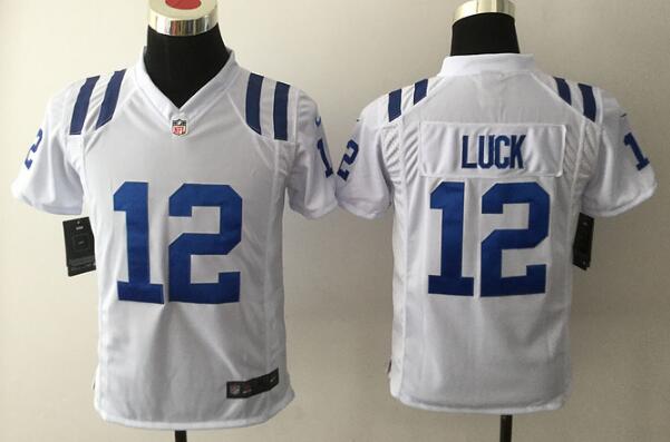 Nike Indianapolis Colts #12 Andrew Luck White Game Kids Jersey