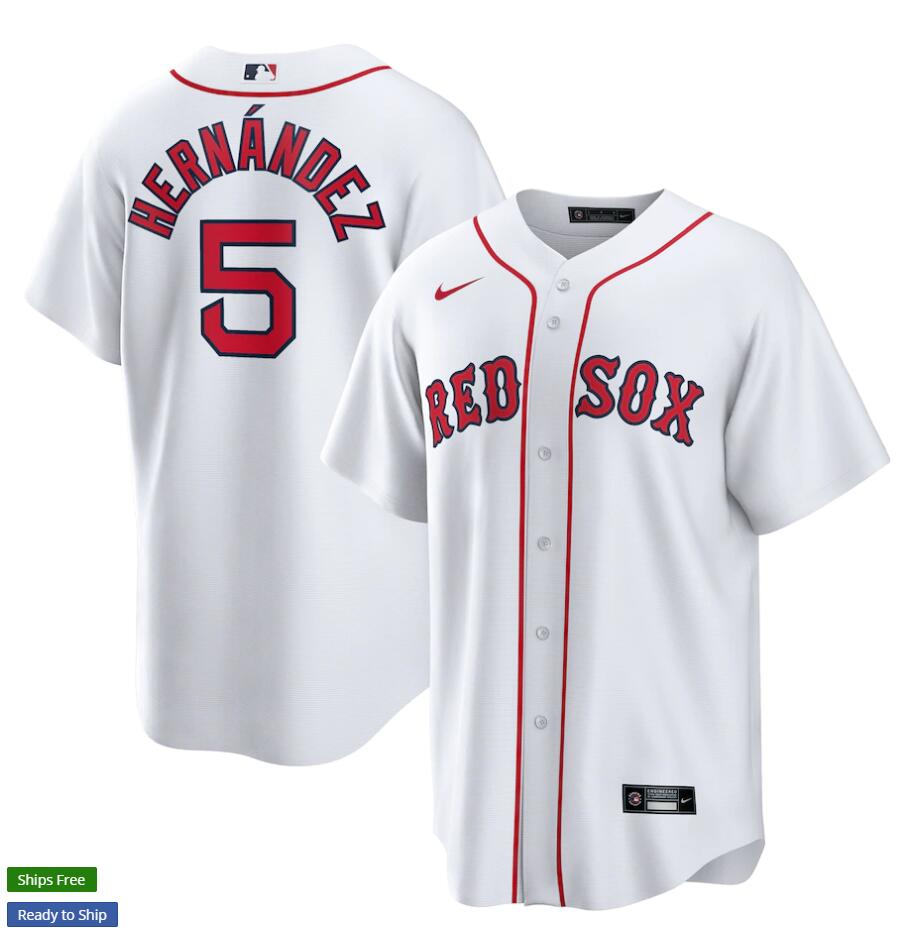 Mens Boston Red Sox #5 Enrique Hernandez Kike Hernandez Nike White Home CoolBase Jersey