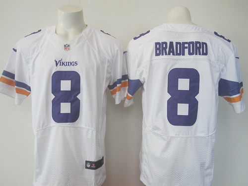 Men's Minnesota Vikings #8 Sam Bradford Nike White Elite Jersey