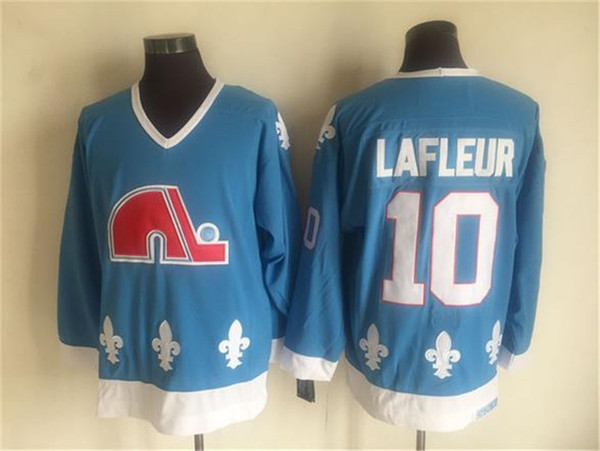 Mens Quebec Nordiques #10 Guy Lafleur  Light Blue CCM Throwback Jersey