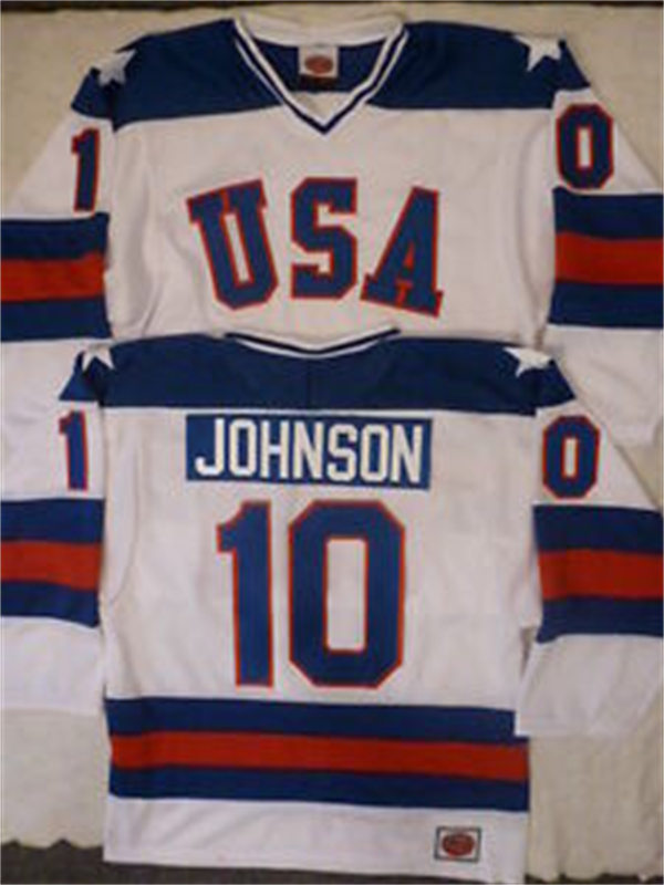 Men's #10 Mark Johnson 1980 Olympic CCM Throwback Miracle on Ice Team USA Hockey Jersey White