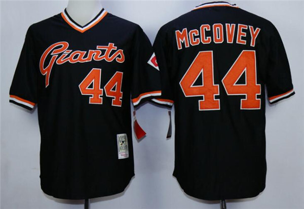 San Francisco Giants #44 Willie McCovey Black Pullover Throwback Jersey