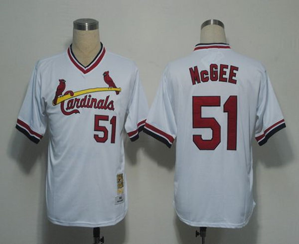 Men's St.Louis Cardinals #51 Willie McGee 1967 White Pullover Throwback Jersey