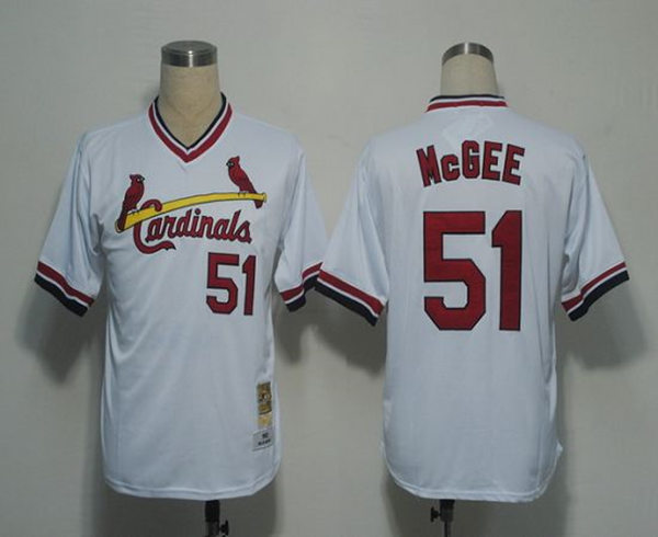 Men's St.Louis Cardinals #51 Willie McGee 1967 White Pullover Throwback Jersey