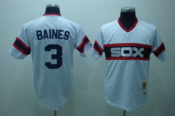 Mens Chicago White Sox #3 Harold Baines Mitchell&Ness White Pullover 1983 Throwback Jersey