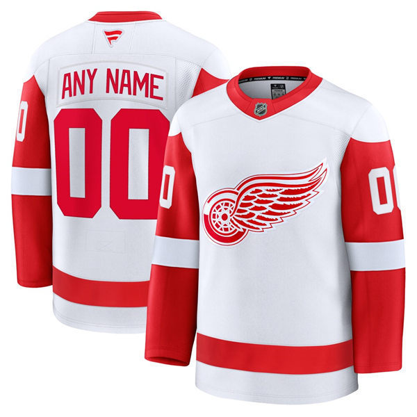Men's Youth Detroit Red Wings Fanatics White Away Custom Jersey