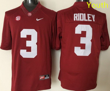 Youth Alabama Crimson Tide #3 Calvin Ridley Red College Football Nike Jersey