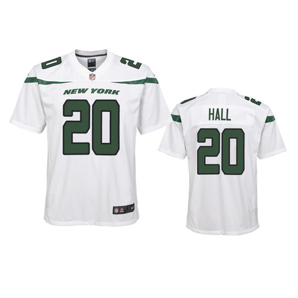 Youth New York Jets #20 Breece Hall Nike White Vapor Limited Jersey