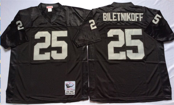 Mens Oakland Raiders #25 Fred Biletnikoff 1971 Black Mitchell & Ness Throwback Jersey